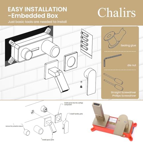 Wall-Mounted Bathroom Faucet Gold Finish