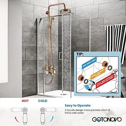 8-inch antique brass triple function shower faucet
