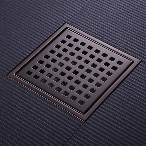 6-Inch Square Shower Drain 304 SS Removable Grid
