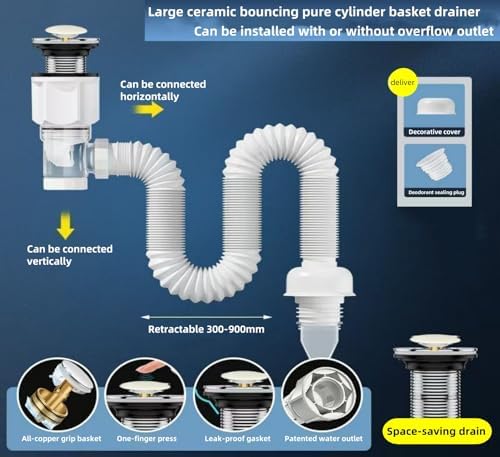 XLRPAT Premium Sink Drain Kit for Bathroom Durable Stain-Proof Features