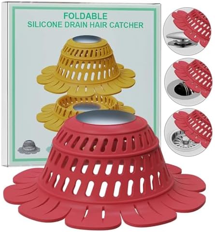 TAPPOP Drain Hair Catcher Honeycomb SilicOn Design Foldable for Showers Bathtubs