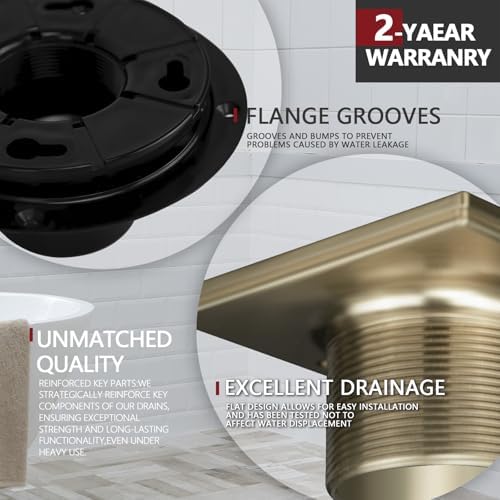 Champagne Bronze Low-Profile Shower Drain Kit