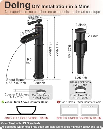 Vessel Sink Faucet for Bathroom Oil Rubbed Bronze