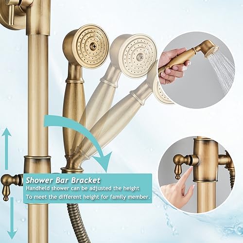 Antique Brass 8-Inch Shower Faucet Set