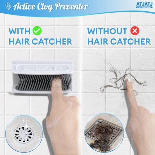 ATJATJ Large Shower Hair Catcher with Silicone Bristles