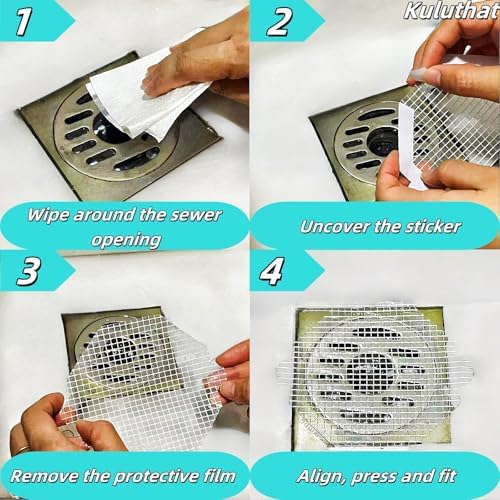 Disposable Hair Catch -zel for Bathroom Drains White Glass Fiber 40-Pack