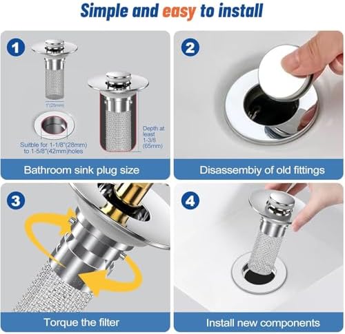 Stainless Steel Sink Drain Filter 2PCS