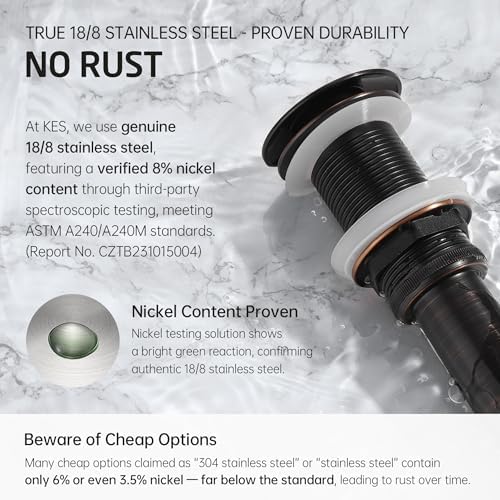 KES Pop Up Drain Stopper Oil Rubbed Bronze Bathroom Sink Drain No Overflow