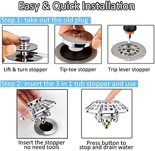 AzWzz Universal Tub Stopper Hair Catcher Drain Plug