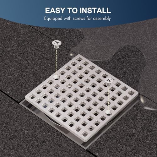 Yaseingoo 4-inch brushed nickel square shower drain cover
