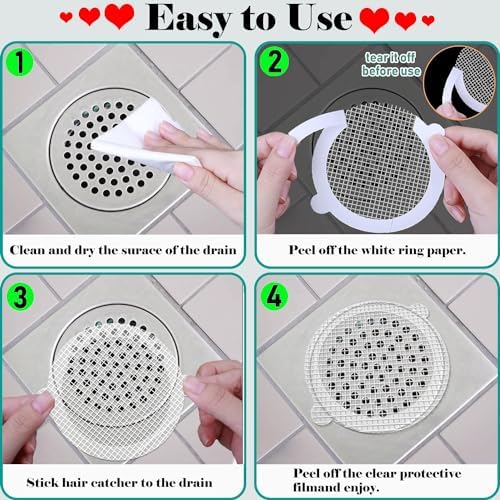 50 PCS Disposable Shower Drain Hair Catcher forPet Hair Collection