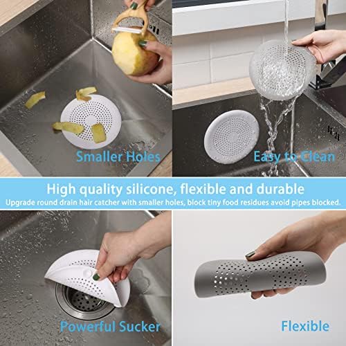 4-Pack Silicone Hair Catcher for Bathroom Kitchen - Durable Easy to Install