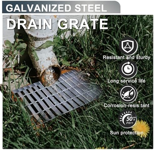 Durable Outdoor Drain Grate 23x23in for GarageSewerYardBathDrrivewayRust-Proof Steel Drain Cover