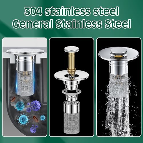 3-in-1 Sink Drain Strainer with Hair Catcher for BathKitchen Shower