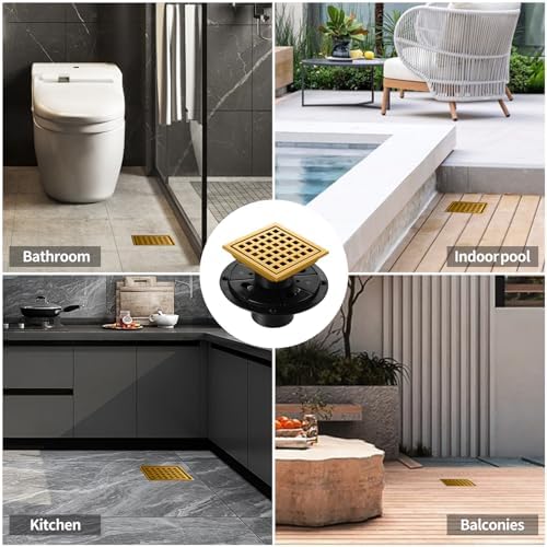 Bawojihui Square stainless steel 4-inch shower floor drain with flange
