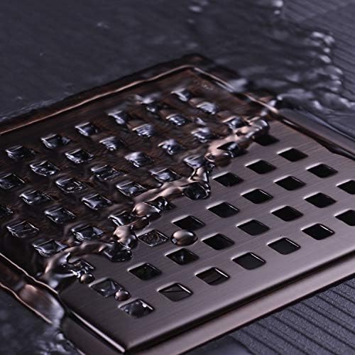6-Inch Square Shower Drain 304 SS Removable Grid