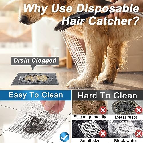 JCHOUS Disposable Shower Drain Hair Catcher 35 inch Mesh 25 Pack