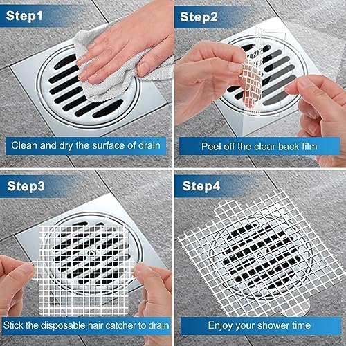 JCHOUS Disposable Shower Drain Hair Catcher 35 inch Mesh 25 Pack