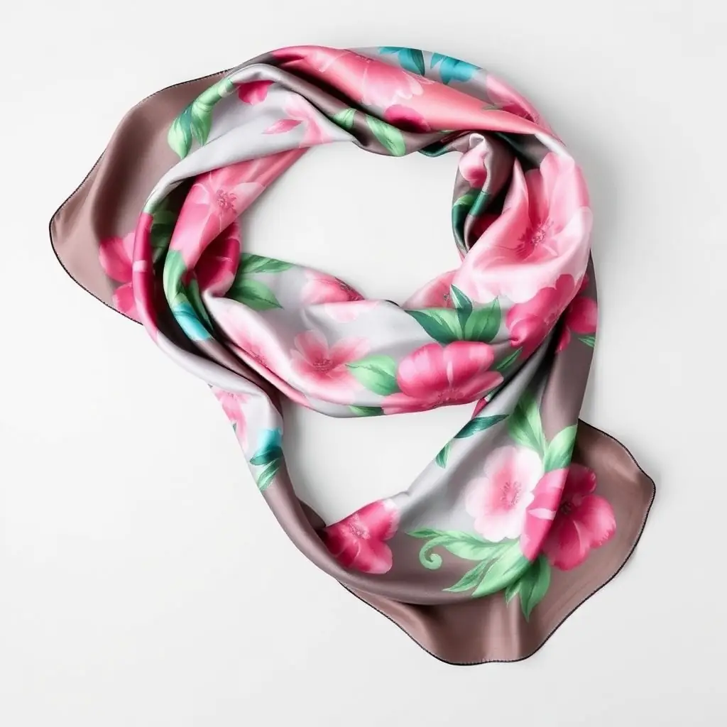 Silk Scarf with Floral Print